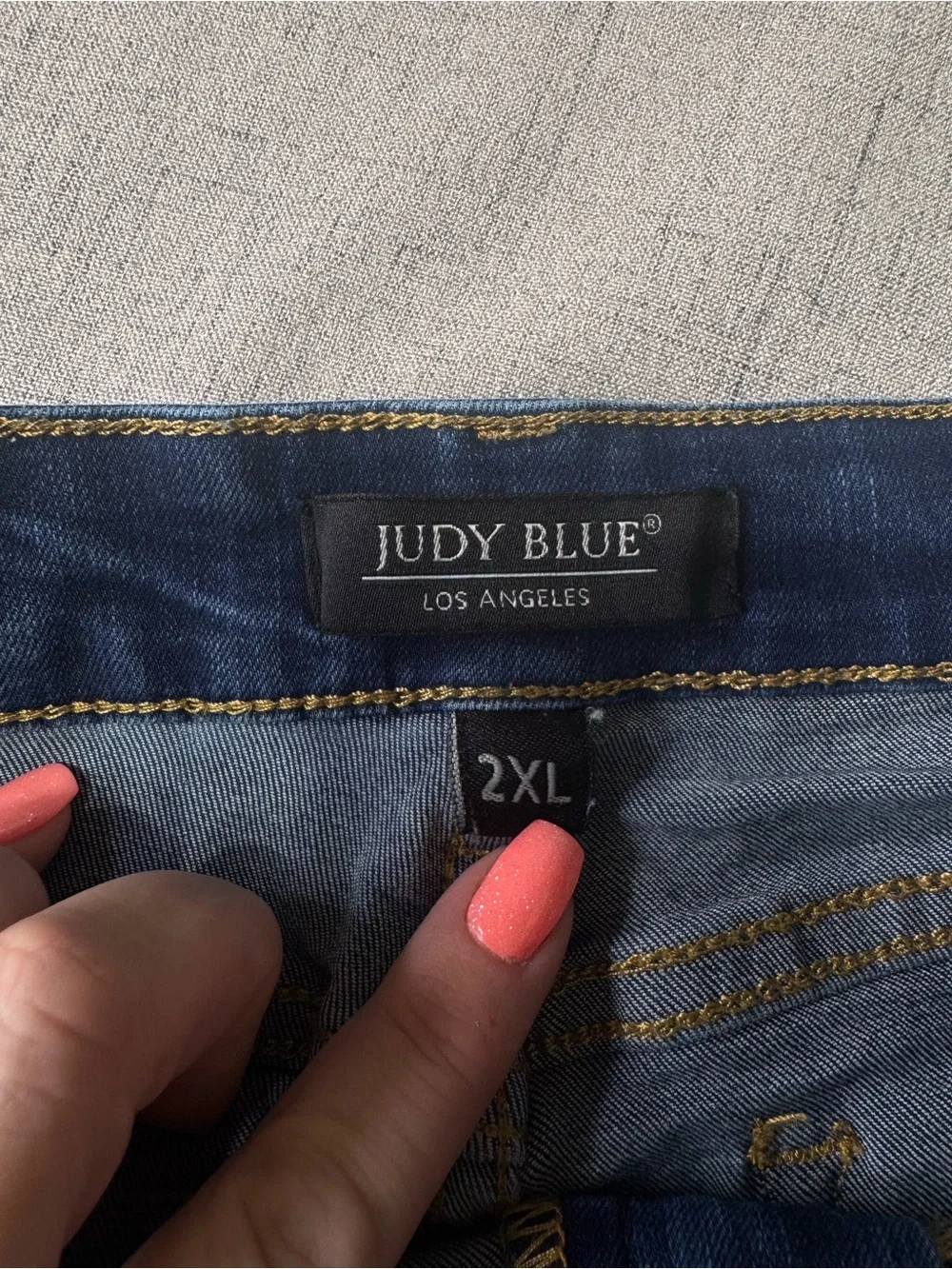 Judy Blue JB1529 Dark Blue High Waisted Distressed Cuffed Denim Shorts 2XL 2X